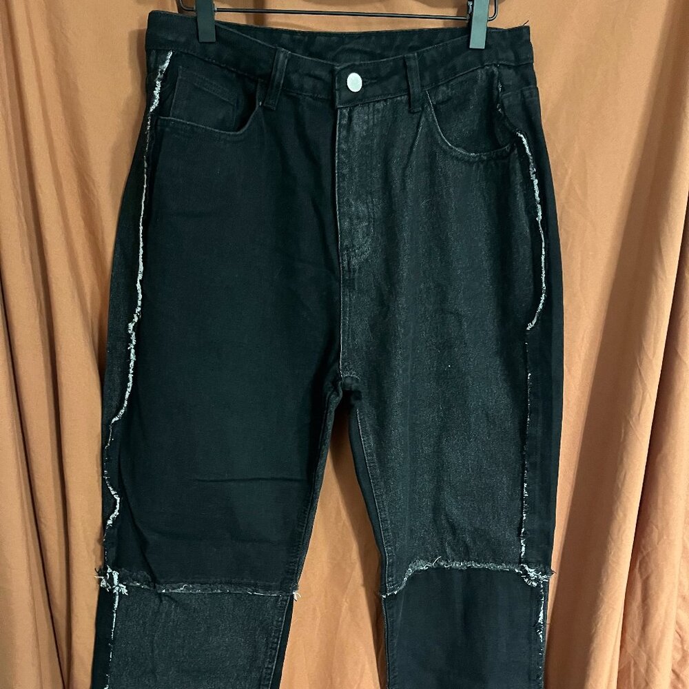 Denim Mixed Patchwork Straight Leg Jean
